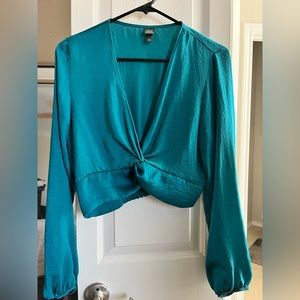 Wild fable satin cropped blouse